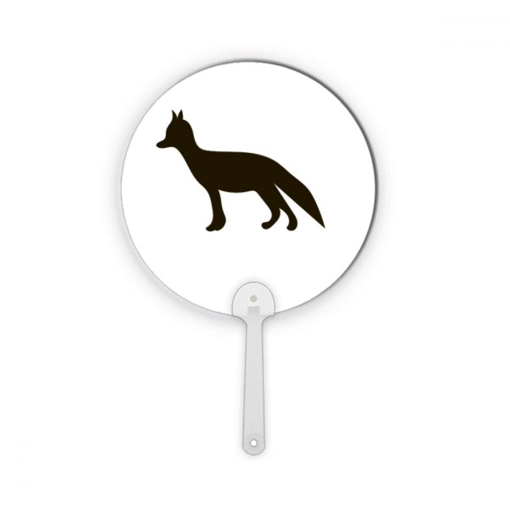 Éventail rond en plastique noir avec motif de renard asiatique pour l'été