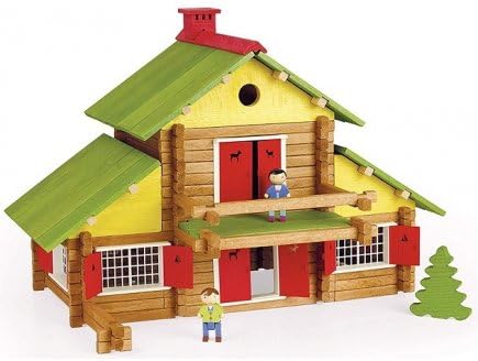 Coffret XL Grand Chalet Suisse 240 Pieces - Jouet en Bois - Fabrique en France - Maison Construction - Enfant 5 Ans et Plus
