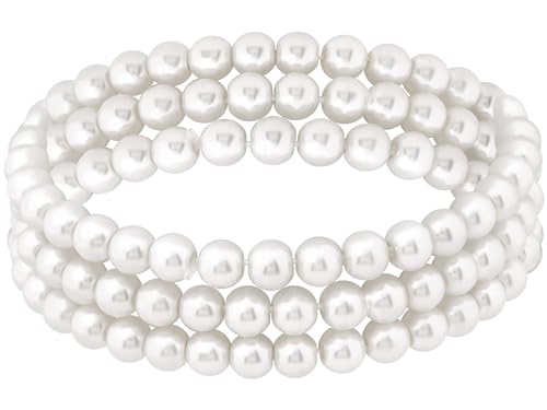 Sacina Set 3 Pieces Imitation-Pearl Stretch Bracelets for Women, Vintage 1920s Accessories, Costume Jewelry, Christmas Jewelry Gift for Women