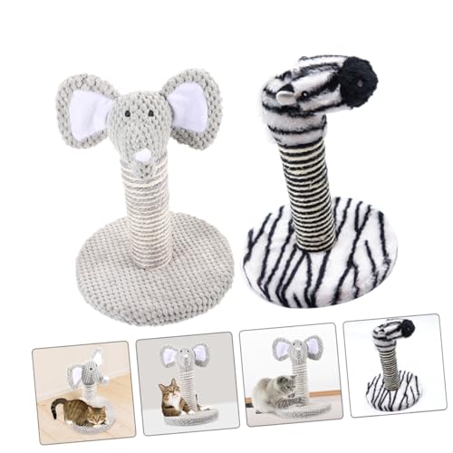 Set 2 posts rascador para gatos estilo elefante y cebra miniatura 5