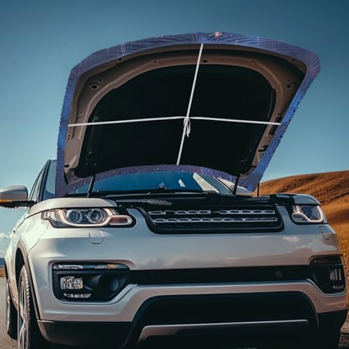 Image of American Flag Fireworks Car Hood Cover Protector 59x39 Inch Auto Hood Wrap Blankets Stretchable Waterproof Sun Proof Auto Patriotic Decorations for Sedans SUV Trucks