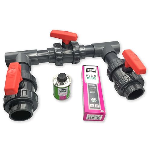 STEMAX All Inclusive Pool Bypass Set 32-63mm für Pool Schwimmbad Wärmepumpe Solaranlage Poolheizung I Bypass Komplett-Set (50mm)