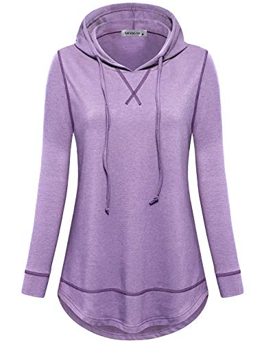 Moqivgi Womens Workout Outfits Fall Winter Running Jogging Hoodies Long Sleeve Gym Tops Ladies Moisture Wicking Quick Dry Exercise Fitness T Shirts Purple Medium #TOP30