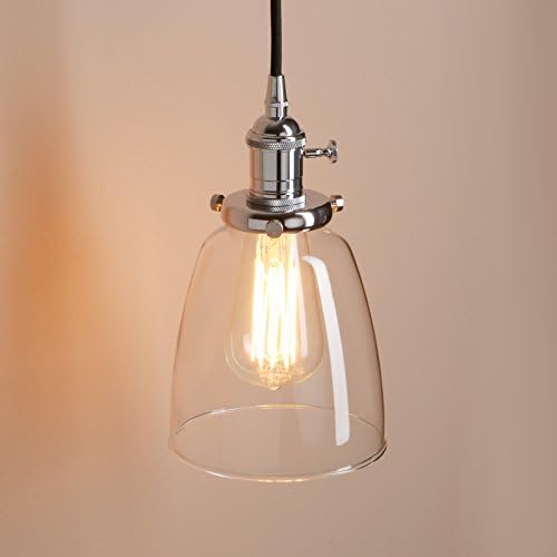 PathsOn Industrial Vintage Loft Bar Kitchen Ceiling Pendant Lights Fittings Cluster Chandelier Glass Lampshade Hanging 3 Lights Fixture for Island Living Room Dining Room Bedroom Office (Chrome)