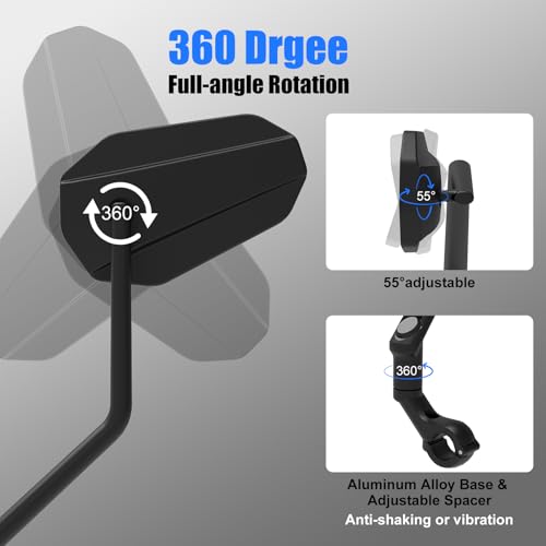Diyife Bike Mirror, [Long Arm] 2 Pcs HD Wide Angle Large