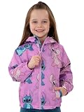 Disney Stitch Jacke, Regenjacke Kinder Mit Angel & Stitch, Leichte Jacke Mädchen Mit Kapuze, Stylische Regenjacke Mädchen Für Schule, Lila 146