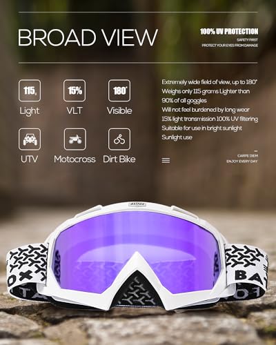 Image of Dirt Bike ATV Goggles Motorcycle Gear Riding Motocross Dirtbike 4-Wheeler MX DH Accessories Goggles Glasses for Men Women Youth UV400 Protection Dust-proof Anti-Slip Strap