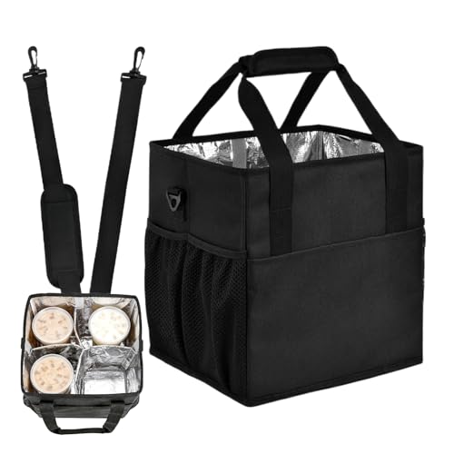 Porte-Boissons avec Poignée,avec Séparateurs Ajustables Et Sac Pliable | Porte-Boissons 4 Tasses pour Café - pour Transport de Boissons en Voiture Voyage Camping Pique-Nique