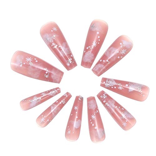 24 Stück Wolke falscher Nagel,Lange Sarg gefälschte Nägel Nude Cloud Ballerina Nagelspitzen für DIY Nail Art Salon… – Bild 4