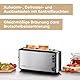 SEVERIN Automatik-Langschlitztoaster, Automatik-Toaster mit Brötchenaufsatz, aus Edelstahl, zum Toasten, Auftauen und Erwärmen, 1.000 W, Edelstahl-gebürstet/schwarz, AT 2515
