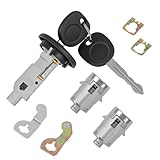 Ignition Switch Lock Cylinder with Pair Front Door Lock Cylinders Compatible with Chevy Vehicle Avalanche Silverado Suburban Tahoe GMC Vehicle Sierra Yukon, Replace # 707835 706592 598007