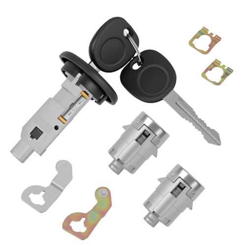 Ignition Switch Lock Cylinder with Pair Front Door Lock Cylinders Compatible with Chevy Vehicle Avalanche Silverado Suburban Tahoe GMC Vehicle Sierra Yukon, Replace # 707835 706592 598007