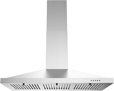 Streamline 36 in. Gaiola Ducted Wall Mount Range Hood in Brushed Stainless Steel with Baffle Filters, Push Button Control, LED Light