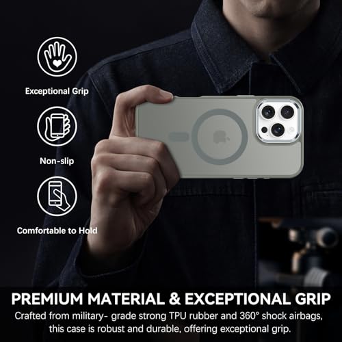 Image of BENTOBEN for iPhone 16 Pro Case [Compatible with Magsafe] Magnetic Matte Phone Case iPhone 16 Pro Translucent Slim Shockproof Women Men Protective Cover Cases for iPhone 16 Pro 6.3 inch, Grey