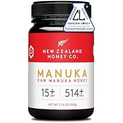 New Zealand Honey Co. Raw Manuka Honey UMF 15+ MGO 514+ | 17.6oz Family Size | High Potency Independently Tested | Monofloral New Zealand Packed, Sealed & Sourced | 500g