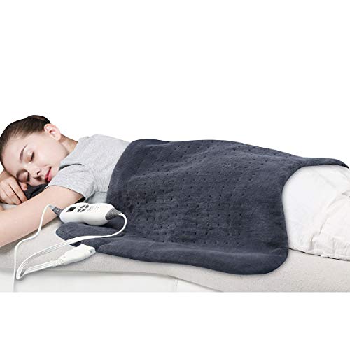 Tech Love XXL Electric Heating Pad for Neck Shoulder and Back Pain Relief with Fixation Strap Moist Heat Pad with Auto Shut Off Extra Large 20'' x 28'' - Charcoal Gray