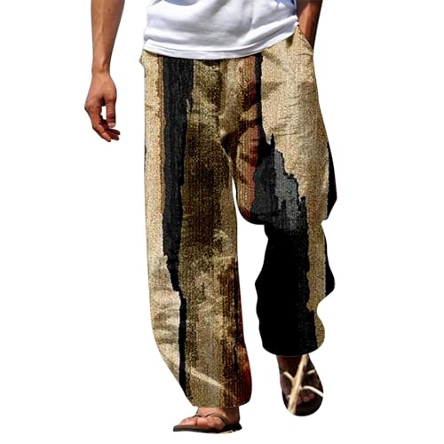 Pantalones de hombre casuales de verano elásticos pantalones chándal harem pantalones anchos pantalones largos de lino pantalones hombre lino fantasía pantalones hombre con bolsillos laterales, verde