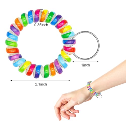 Image of TENOC Spiral Coil Keychain, Anti-lost Key Chain Holder Lanyard Cord for Sauna Outdoor Sports and Gym Pool