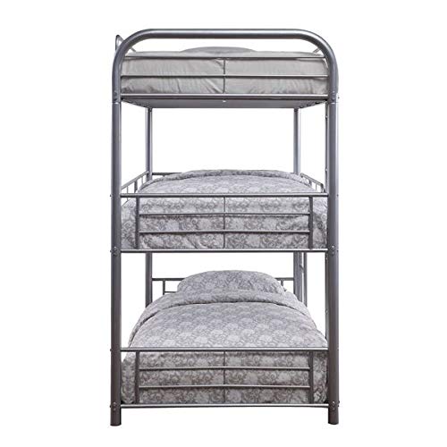 Metal Triple Bunk Bed With Solid Ladder Twin Size Three-Story Bed(Silver) #TOP2