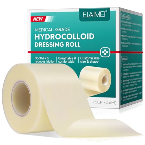 Hydrokolloid Pflaster Rolle 5cmx3.6m, Hydrokolloid Rolle für Wundverbände, Selbstklebender Wasserfestes Hydrokolloid Wundpflaster & Hautfreundlich Wundauflagen für Schnittwunden und Kratzer (1)