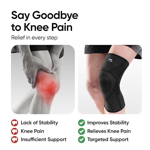 Image of Frido Active Knee Cap Support for Men & Women | Active Compression for Pain Relief & Joint Support | Knee Sleeve for Gym, Running, Jogging, Sports & Workout | Anti-Sweat Knee Brace (1 Pair) Core Black, L