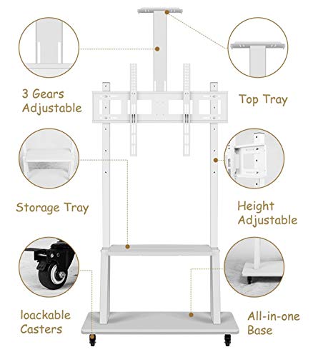 Soporte móvil para TV de piso ajustable con estante miniatura 2