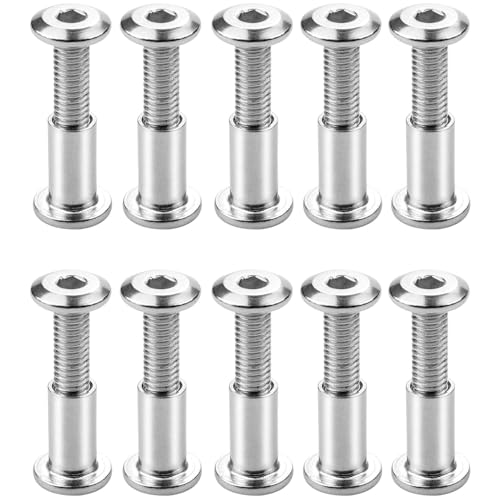 10 Piezas Tornillo de Conexión, Conector de Armario, Tornillos De Manguito Acero, M6 Tornillos Para Muebles para Conectar Muebles, Armarios(10 x Tornillos, 10 x Tuercas Cilíndricas) (M6 x 15mm)