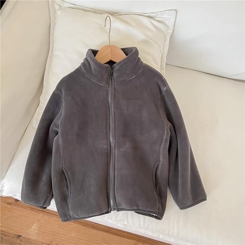 Kids Girls Fleece Zipper Jacket Solid Color Stand Up Collar Brushed Long Sleeve Coat Cute Warm Outwear for Toddler Boys2