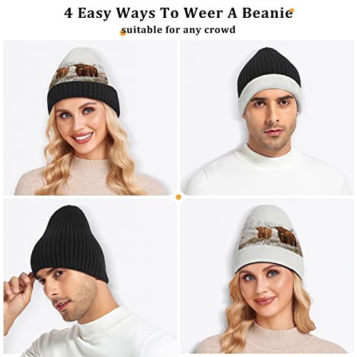 Vnurnrn Highland Cow Beanie Hats For Women Men Winter Hat Knit Skull Cap Beanies Women For Unisex Winter Hiking #TOP4