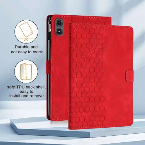 Coque Redmi Pad Pro et Poco Pad 12.1 - Étui Housse Protection Rouge avec Support Folio