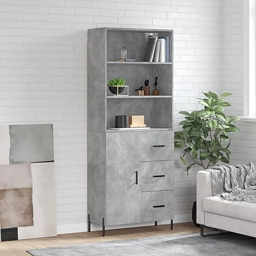 AJJHUUKI Muebles de exterior - Alacena de hormigón gris 69,5 x 34 x 180 cm, muebles de madera de ingeniería