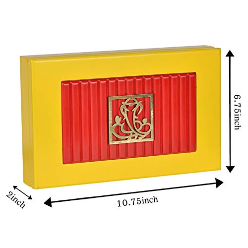 Indian Collectible - Scatola per dolci e frutta secca, in legno e MDF, con parte superiore in poliuretano, finitura semi-lucida e corpo opaco (base gialla)