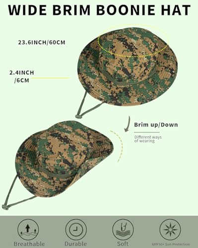 Image of Sun Hats for Men Women Bucket Hat UPF 50+ Boonie Hat Foldable UV Protection Hiking Beach Fishing Summer Safari