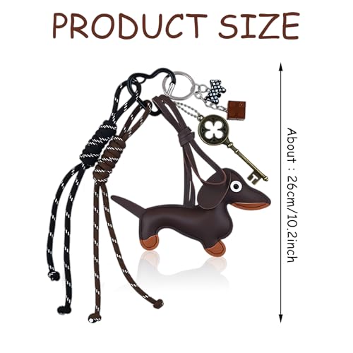 JazRvr Bag Charm, Taschen Charms, Taschenanhänger Aus PU Leder, Y2K Niedlicher Dackel Anhänger Für Taschen, Rucksäcke Und Autoschlüssel Ideal Als Geschenk Für Junge Frauen Und Fashion-Liebhaber