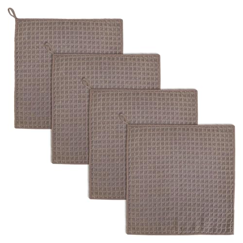 Haxisii Barista Cloth Set, 4 Pcs Reusable Coffee Cloths, 30x30cm for Espresso Machines, Ideal for Wiping Equipment, Surfaces, Glassware and Cutlery (Brown)