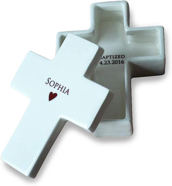 Susabella Personalized Baptism Gift, First Communion Gift or Confirmation Gift - Cross Keepsake Box