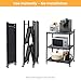 3 Tier Foldable Storage Shelf with Wheels, Heavy Duty Collapsible Metal Shelf Rack Folding Bookshelf, No Assembly Rolling Cart for Kitchen, Pantry, Closet, Office, Bathroom, Garage Organizer, Black