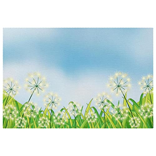 Sets de table pissenlit rectangulaires lavables pour protection table bois - 2