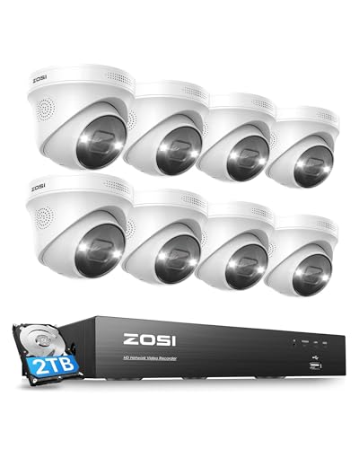 Image of ZOSI H.265+ 4K PoE Home Security Camera System Outdoor Indoor,4K 8 Channel NVR with 2TB Hard Drive and 8pcs 8MP Surveillance PoE Cameras,100ft Night Vision,Motion Detection,for 24 /7 Recording