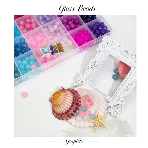 Gaspletu 1800PCS 8mm Glass Beads Bracelet Making Kit, 72 Colors Crystal Beads for Jewelry Making, 3 Box Round Beads Suitable for Beginners - Thumbnail 7