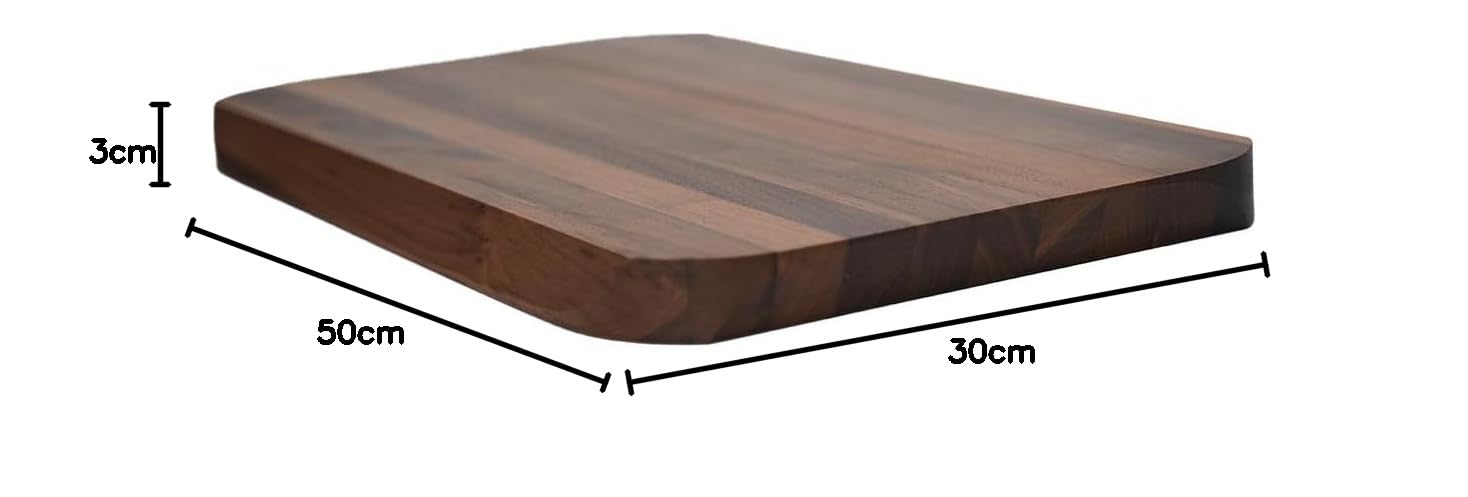 SANTOS Schneidebrett Walnussholz 50x30x3cm – Küchenbrett massiv & antibakteriell – Hackbrett & Servierplatte – edles Holzbrett Made in Italy