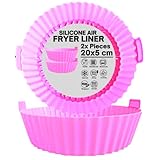 2x Moldes de silicona para freidora de aire sin aceite | 20 x 5 cm, aptos para alimentación, ni olores ni residuos, sin BPA, antiadherentes y fáciles de lavar | Recipientes air fryer, bandeja airfryer