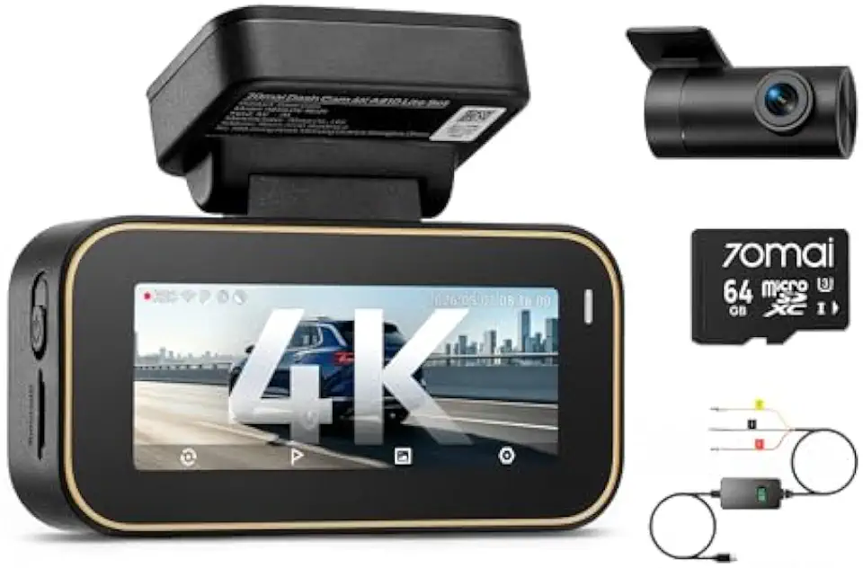 70Mai 【70mai Dash Cam 4K A810 Lite & UP06】 HDR Front and Rear Cam, Built in GPS