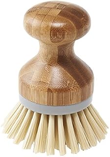 Addis Palm Dish Brush with Natural Bamboo, Natural & Grey, Grey/Wood, 6.7 x 6.7 x 9 cm 517683