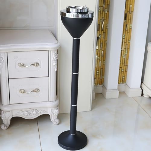 Cendrier Exterieur Sur Pied Avec Couvercle Et Base, Poubelle à Mégots de Cigarettes sur Pied, pour Patio Décoration de la Maison et du Bureau(81cm/31.8in)