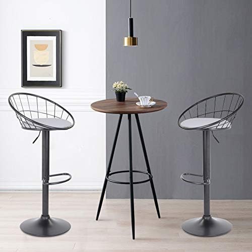 GOLDFAN Round Bar Table Breakfast Dining Kitchen Bar Counter Coffee Table with Round Metal Legs Industrial Style, 60 x 100 cm, Walnut