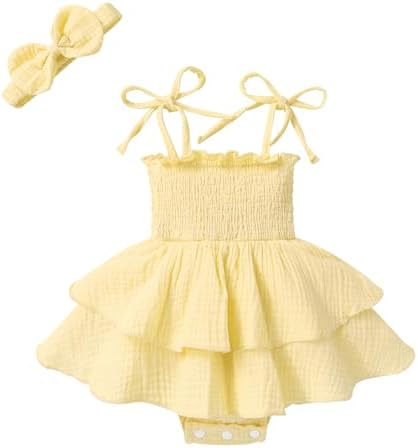 YOUNGER TREE Baby Girl Clothes Infant Summer Romper Dress Sleevel...