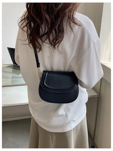 SHENHE Women's PU Leather Small Flap Saddle Crossbody Shoulder Bag Purse with Adjustable Strap2
