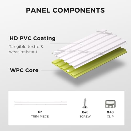 OUZUGIE WPC Acoustic Slat Wall Paneling, 8-Pack 114 x 6 Inches by OUZUGIE - Used condition - Image 4