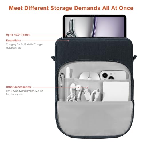 Image of Dadanism 13 Inch Tablet Sleeve Bag with Shoulder Strap & Handle for New iPad Air 13 inch M4 /M3 2026 /2025, iPad Pro 13 inch M5 /M4 2025 /2024, iPad Pro 12.9 inch, Galaxy Tab S10+ /S9 FE+ /S9+ 12.4 inch, Indigo